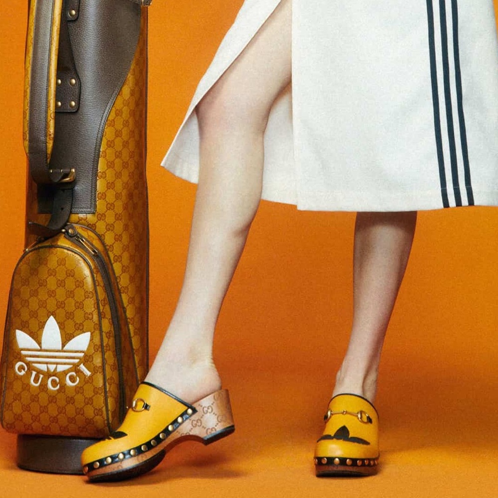Gucci + Adidas RARE yellow and black horsebit wooden clogs SZ 39 🤌🔥⭐️⚡️👩‍🎤